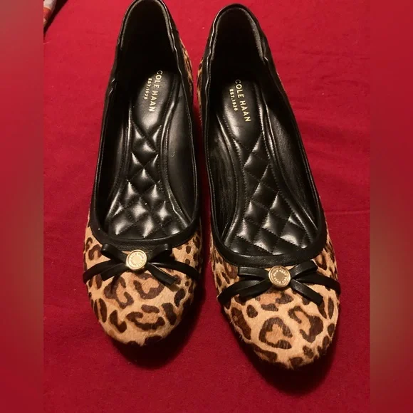 Cole Haan Leopard Animal Print Ballet with Slight Wedge 8.5 - Picture 1 of 7